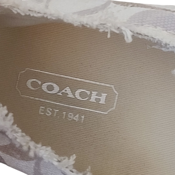 COACH Katie Slip-On Sneakers - Cream and Brown Logo No Lace (Elastic) Size 9.5B - Picture 12 of 14